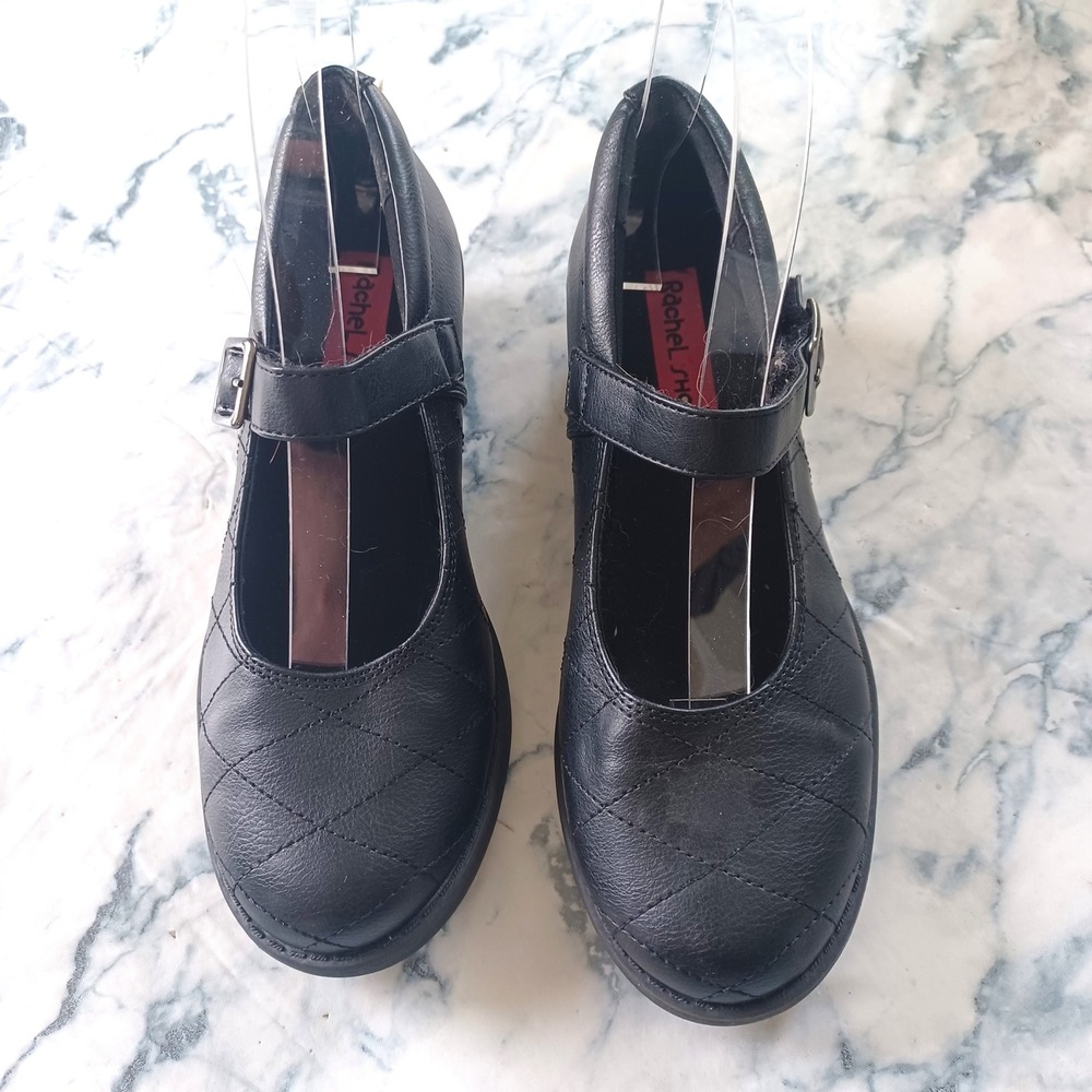 Rachel Shoes Mary Jane Girls Size 4 Black Quilted Buckle Strap Dress Shoes